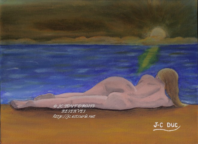 Couch de soleil avec femme nue